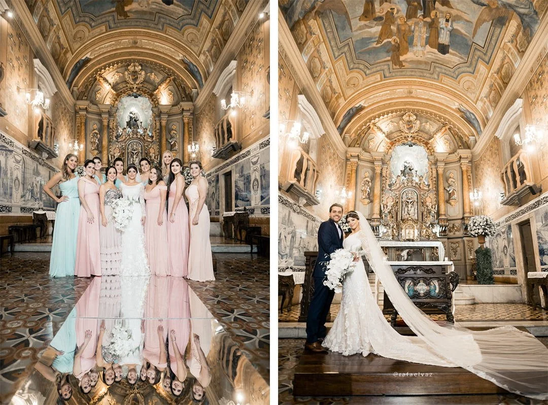 casamento na igreja do valongo, casamento tradicional, decoração de casamento a noite, rafael vaz fotografo, fotografo em santos, casar na igreja, chão de espelho, espelho na igreja, passarela de espelho